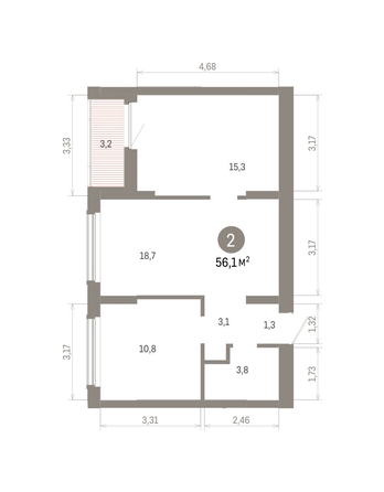 
  Продается 2-комн. квартира 56.11 м², в ЖК Кварталы Драверта, дом 6. Фото 1.
