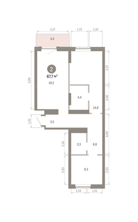 
  Продается 2-комн. квартира 67.68 м², в ЖК Кварталы Драверта, дом 3. Фото 1.
