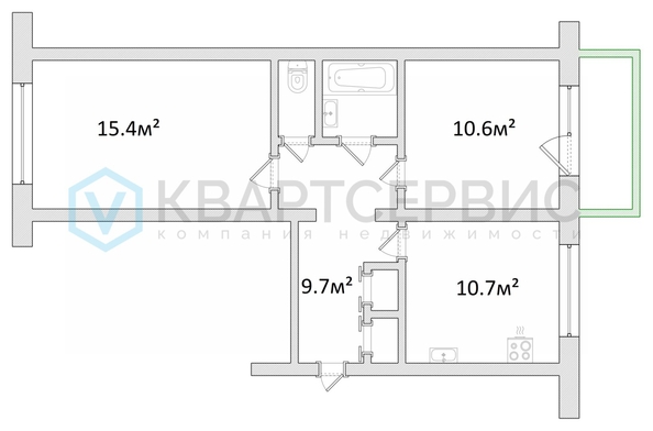 
  Продается 2-комн. квартира 51.1 м². Фото 25.