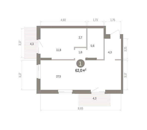 
  Продается 1-комн. квартира 61.99 м², в ЖК Кварталы Драверта, дом 4. Фото 3.