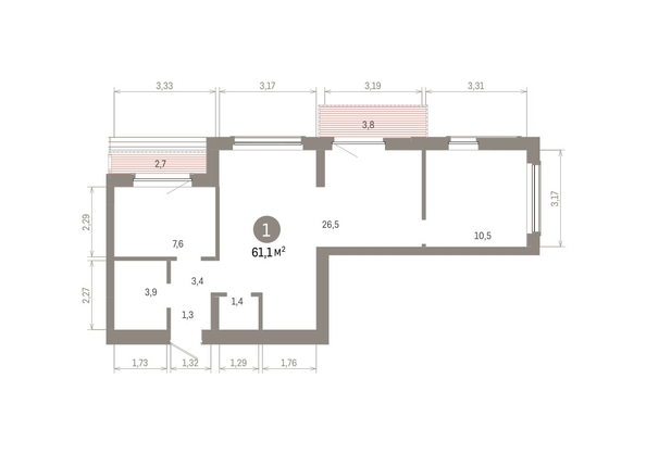 
  Продается студия 61.08 м², в ЖК Кварталы Драверта, дом 6. Фото 1.