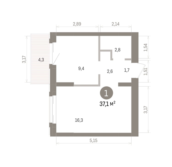 
  Продается 1-комн. квартира 37.11 м², в ЖК Кварталы Драверта, дом 4. Фото 1.