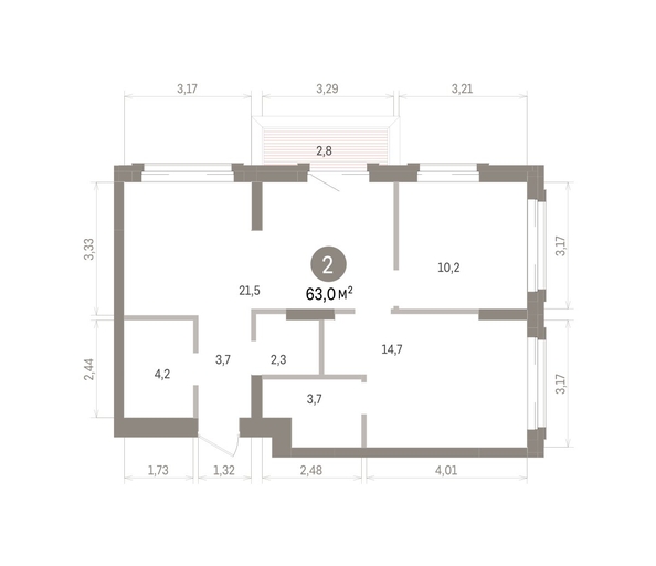 
  Продается 2-комн. квартира 63.04 м², в ЖК Кварталы Драверта, дом 4. Фото 1.