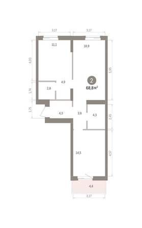 
  Продается 2-комн. квартира 68.84 м², в ЖК Кварталы Драверта, дом 4. Фото 1.