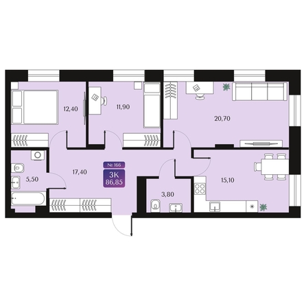 
  Продается 3-комн. квартира 86.85 м², в ЖК Северное Сияние Премиум. Фото 2.