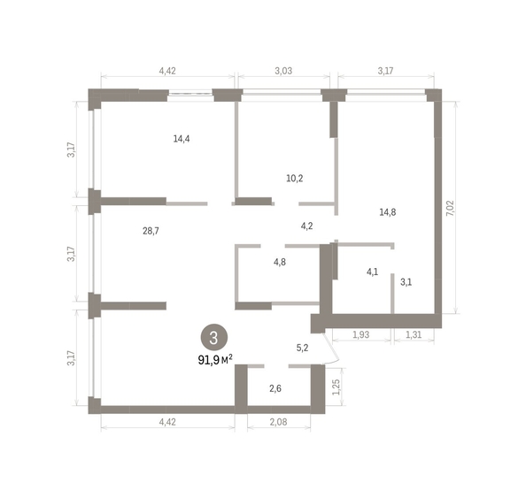 
  Продается 3-комн. квартира 91.9 м², в ЖК Кварталы Драверта, дом 5. Фото 1.