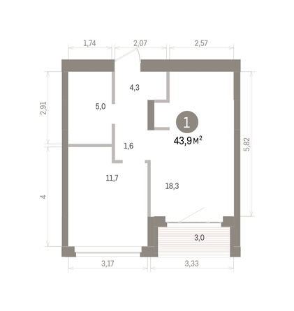 
  Продается 1-комн. квартира 43.89 м², в ЖК Кварталы Драверта, дом 5. Фото 1.