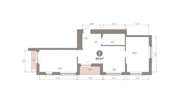 
  Продается 2-комн. квартира 69.44 м², в ЖК Кварталы Драверта, дом 6. Фото 1.