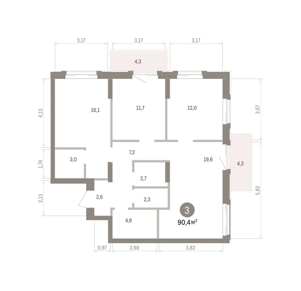 
  Продается 3-комн. квартира 90.37 м², в ЖК Кварталы Драверта, дом 4. Фото 1.