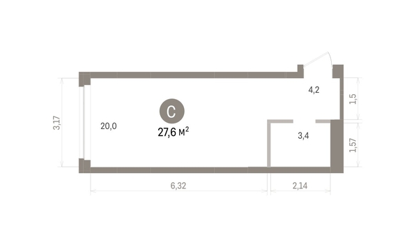 
  Продается студия 27.59 м², в ЖК Кварталы Драверта, дом 5. Фото 1.