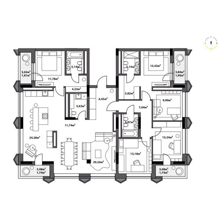 
  Продается 4-комн. квартира 178.92 м², в ЖК Северное Сияние Бизнес. Фото 2.