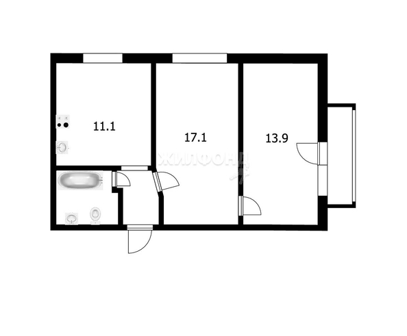 
   Продам 2-комнатную, 48.7 м², Мокрушина ул, 20/1

. Фото 9.