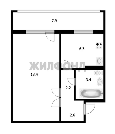 
  Продается 1-комн. квартира, 32.9 м², Заречная 4-я ул, д. 39
. Фото 11.