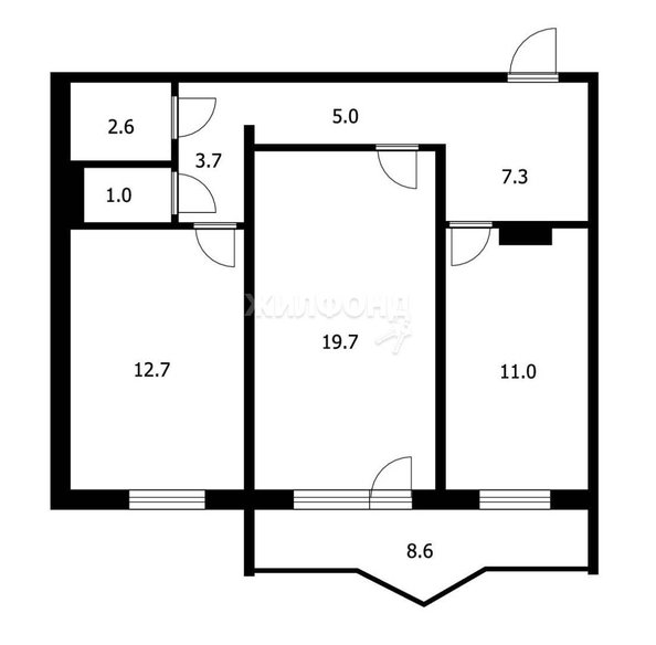 
   Продам 2-комнатную, 63 м², Рабочая 1-я ул, 4

. Фото 2.