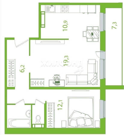 
   Продам 2-комнатную, 61 м², Пришвина ул, 52

. Фото 2.