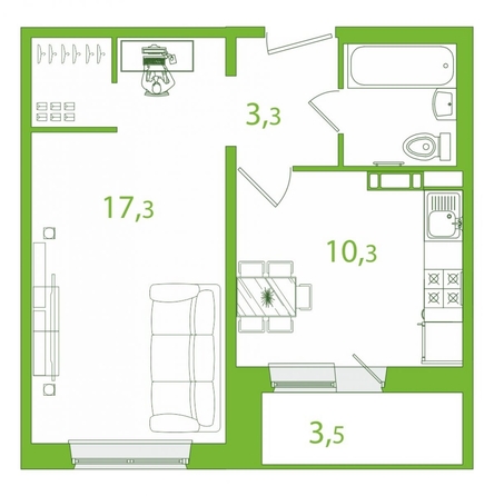 
   Продам 1-комнатную, 38.5 м², Пришвина ул, 44

. Фото 1.