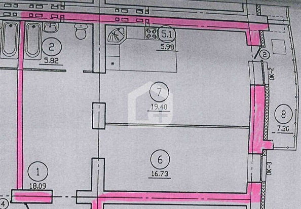 
   Продам 2-комнатную, 73.3 м², Сибирская ул, 89

. Фото 1.