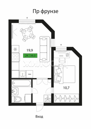 
  Продается 1-комн. квартира, 38.5 м², Фрунзе пр-кт, д. 46
. Фото 19.