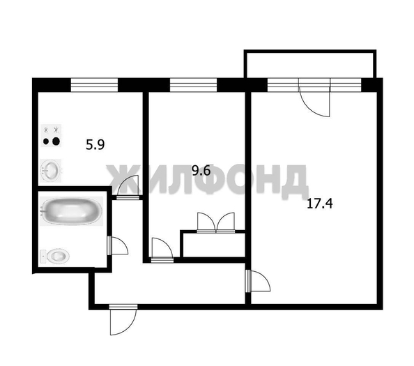 
   Продам 2-комнатную, 44.6 м², Сибирская ул, 81

. Фото 9.