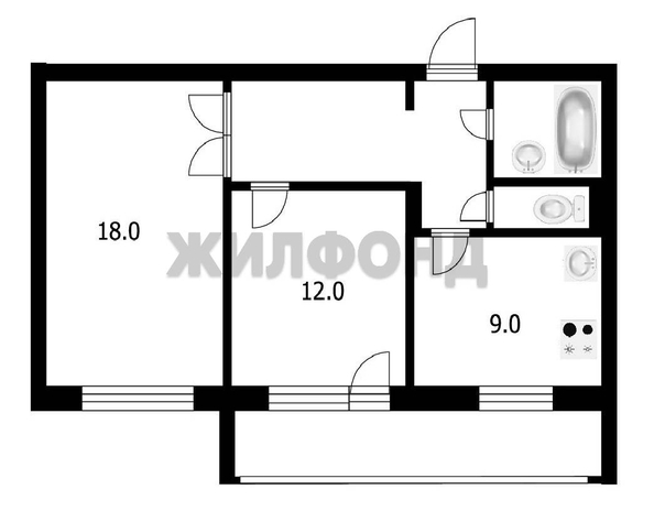 
  Продается 2-комн. квартира, 52.5 м², Сибирская ул, д. 66
. Фото 15.