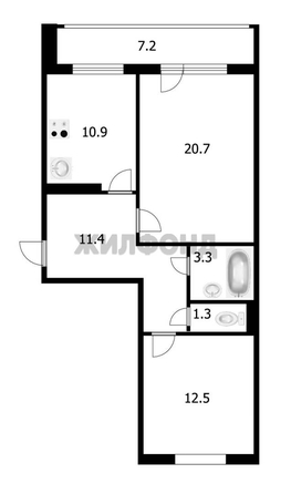 
  Продается 2-комн. квартира, 60.1 м², Сосновый пер, д. 3
. Фото 2.