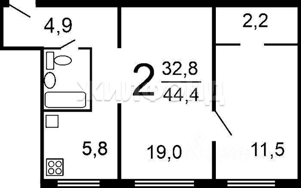 
  Продается 2-комн. квартира 45 м². Фото 6.