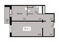 Мичурино, дом 2 строение 1: 1-комнатная 42,1 кв.м