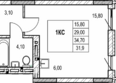 Автограф: Планировка Студия 29 м²