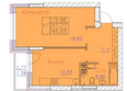 Ленина, дом 116, блок-секция 2: Планировка 1-комн 44,27, 45,65 м²