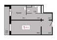 Калина, дом 2, строение 1: Планировка 1-комн 43,3 м²