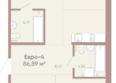 Новые горизонты на Советской, д 1: Планировка 3-комн 86,04 - 86,89 м²