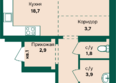 Камчатка, корпус 3: Планировка 2-комн 63,5 м²