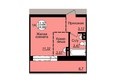 Гвардейский: Планировка однокомнатной квартиры 24,88 кв.м