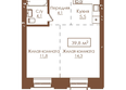 Аура: Планировка 2-комн 39, 39,7 м²