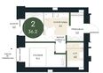 Калина Долина, дом 6: Планировка 2-комн 36,2 м²