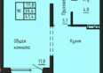 Акварельный 4.0: Планировка 1-комн 41,4 м²