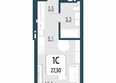 Первый, сек 4: Планировка Студия 27,3 м²