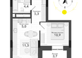 Чистая Слобода, дом 34: Планировка 2-комн 36,9 м²