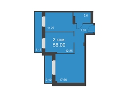 Продается 2-комнатная квартира ГЛОБУС ЮГ, дом 11, 58.32 м², 4082400 рублей
