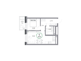 Продается 1-комнатная квартира ЖК Юдинский, дом 1.5, 39.95  м&sup2;, 5696870 рублей