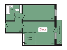 Продается 2-комнатная квартира ЖК КБС. Берег, дом 5 строение 3, 56.3  м², 6350000 рублей