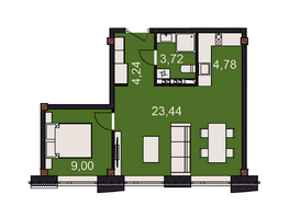 Продается 2-комнатная квартира АК Сады, 45.18  м², 4000000 рублей