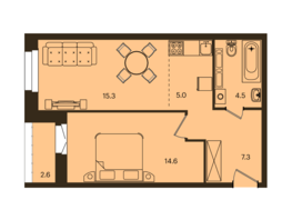 Продается 2-комнатная квартира ЖК Остров на Норильской, 3.2 корп 2, 46.7  м&sup2;, 5800000 рублей