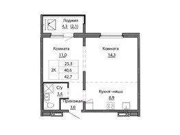 Продается 2-комнатная квартира ЖК Мотор, корпус 1, 42.7  м&sup2;, 7500000 рублей