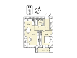 Продается 2-комнатная квартира ЖК Томь, дом 25, 49.1  м², 614000 рублей