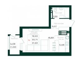 Продается 1-комнатная квартира ЛОКОМОТИВ, подъезд 3 и 4, 32.22 м², 2851470 рублей
