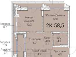 Продается 2-комнатная квартира ЖК Тайм Сквер, 59.2 м², 12437250 рублей