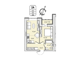 Продается 2-комнатная квартира ЖК Томь, дом 25, 39.6  м², 5243560 рублей