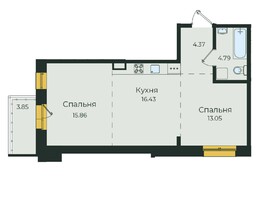 Продается 2-комнатная квартира ЖК Семья, 3 очередь, б/с 5, 58.07  м²