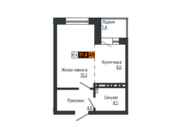 Продается 1-комнатная квартира ЖК Мичуринские аллеи, дом 2, 31.7  м², 3962500 рублей